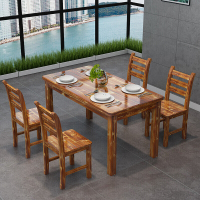 实木碳化快餐桌椅组合饭馆烧烤小吃店餐厅酒吧火锅店饭桌