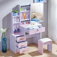 小户型梳妆台卧室省空间简约现代迷你化妆桌经济型简易网红化妆台918#左柜粉色组装