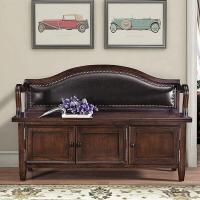 美式实木换鞋凳式鞋柜多功能储物收纳凳欧式进口真皮穿鞋登可坐600*370*750双