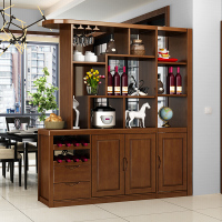 实木酒柜厅柜橡胶木隔断间厅柜鞋柜储物双面装饰柜组合客厅家具1.32(胡桃色)组装