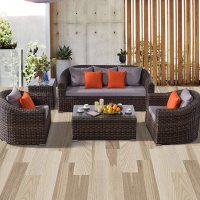 藤沙组合客厅小户型简约现代三人藤艺茶几藤编家具藤椅户外沙3+1+1+大茶几组合