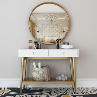 北欧铁艺梳妆台实木多功能化妆台经济型小户型梳妆桌组装梳妆台橙色80cm组装