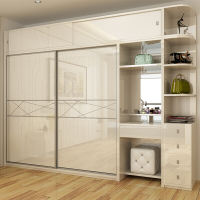 现代简约推拉衣柜经济型板式木质收纳柜子组合卧室整体衣柜1.2米衣柜+妆台2