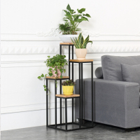 铁艺实木多层花架客厅阳台落地式花架子置物架绿萝多肉花盆架子