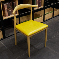 原木色咖啡厅桌椅简约休闲洽谈桌椅牛角椅快餐店甜品店奶茶店桌椅原木色长桌单桌