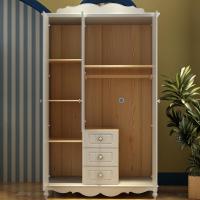 卧室大衣柜子白色韩式田园三衣橱整体实木质衣柜卧室家具三衣柜(物流自提)3