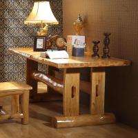 柏木书桌实木书桌原生态写大餐桌木书法桌现代中式1.8米大办公桌 浅茶色 单桌