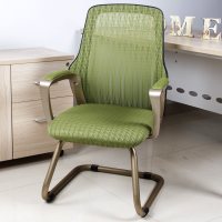 出口欧洲弓形电脑椅家用网布椅办公椅子职员座椅会议椅培训书房椅银灰架绿网钢制脚