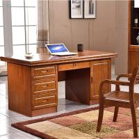 实木办公桌带抽屉电脑台式桌简约实木书桌学生写字桌子家用写字台