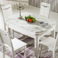 现代简约大理石餐桌椅组合实木伸缩折叠圆形餐桌饭桌小户型