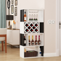 家用隔断柜落地式酒柜收纳架简约红酒架展示柜客厅装饰置物架四层黑胡桃色组装