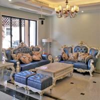 欧式真皮沙123组合新古典实木沙别墅小户型客厅花家具