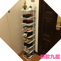 省空间防尘九多层收纳金属简易小鞋柜子家用客厅铁艺鞋架加厚新款十层黑色