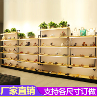 复古鞋店鞋架展示架多层鞋货架水管落地鞋包架鞋上墙实木创意鞋架