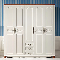 地中海美式乡村实木衣柜三四五衣柜白色烤漆欧式田园风格珍珠白衣柜