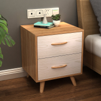 北欧床头柜现代简约白色小柜子迷你抽屉柜卧室日式北欧风格原木色C款组装