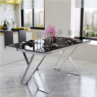 简约不锈钢餐桌钢化玻璃餐桌现代小户型餐桌玻璃餐台餐桌椅