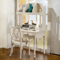 美式实木书桌书架组合欧式书桌白色1米全实木学习桌电脑桌