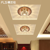 新款现代简约LED水晶过道灯走廊灯筒灯嵌入式圆形入户玄关灯射灯黑5W暖光暗装