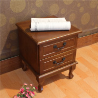 实木简约床头柜欧式二抽三抽小户型实用简易卧室小收纳迷你储物柜50三斗床头柜浅咖啡色整装