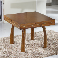 全实木餐桌椅组合1.5米方桌变圆桌折叠方桌1.2米10人1.35米12伸缩1.5海棠色[一桌6椅]送货上包安装