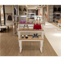 服装店高低台商场展示台展示架包包鞋架流水台橱窗中岛桌花店铁艺大中小组合[黑板+黑架]官方标配