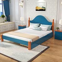 欧式双人床1.8主卧现代简约单人床1.5米出租房经济型地中海实木床白棕色床+送床垫