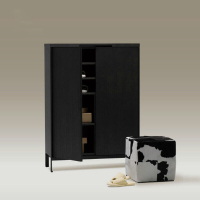 鞋柜现代简约鞋柜北欧厅实木鞋柜储物柜收纳柜可定制黑橡木W100*D40*H139CM整装