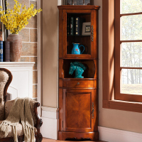 美式实木墙角柜客厅转角柜简约现代三角酒柜欧式角落柜储物柜主图色整装