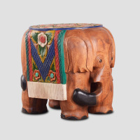 东南亚木大象凳子客厅玄关换鞋凳泰国实木大象落地摆件彩色大号/一个预售