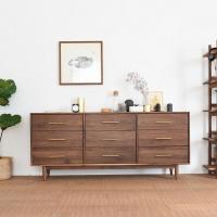 北欧橡木黑胡桃木实木九斗柜现代客厅玄关柜橱柜卧室收纳抽屉柜子黑胡桃木整装