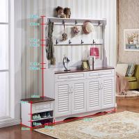 地中海鞋柜带鞋凳挂衣架组合一体简约现代厅衣帽柜北欧玄关鞋橱80鞋柜红色组装