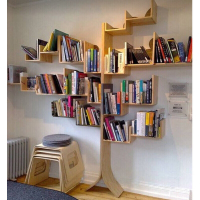 酒架创意书架 实木书架 书柜收纳架置物架 简易书架树型书架 原木色新西兰节松木