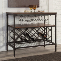 美式乡村落地式铁艺实木酒吧台酒架酒柜餐厅葡萄酒架红酒架展示架