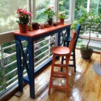 实木吧台桌做旧复古地中海桌椅组合酒吧吧台阳台吧台隔断餐桌家用吧椅带靠背组装