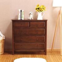 全实木美式五斗柜橱储物柜黑胡桃色收纳柜内衣柜收纳柜原木色整装