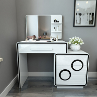 网红梳妆台卧室小户型现代简约迷你化妆桌多功能简易化妆台梳妆台+水晶凳子组装