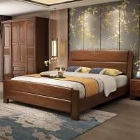 实木床1.8米主卧室双人床1.5米高箱储物床婚床