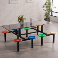 员工食堂餐桌学校连体快餐桌椅学生小吃饭店不锈钢餐桌椅组合
