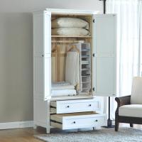 全实木衣柜美式乡村北欧现代简约234卧室木质柜水性漆象牙白色预定