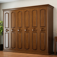现代简约中式实木衣柜拉3456整体木质衣橱卧室家具