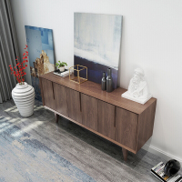 北欧实木餐边柜美式胡桃色玄关柜电视柜现代简约储物柜茶水柜酒柜定制尺寸6