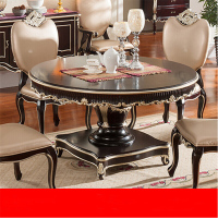 欧式餐桌新古典圆桌描金餐台实木圆桌餐桌组合