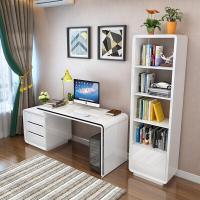 家用台式电桌现代简约办公旋转转角白色烤漆书桌书柜书架组合