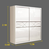 现代简约推拉衣柜钢琴烤漆衣柜梳妆台一体木质衣橱板式组合1.8米衣柜+梳妆台2