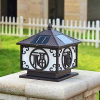 太阳能柱头灯户外家用围墙灯庭院柱灯led防水大墙头福字路灯咖啡金50CM遥控双色