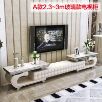 大理石茶几电视柜组合套装欧式现代简约客厅伸缩烤漆电视机柜地柜钢化玻璃1.3米茶几包入户安装组装