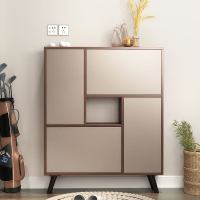 实木鞋柜简约现代厅柜口鞋柜玄关翻斗鞋柜多功能阳台北欧鞋柜[原木色实木鞋柜]1.15米宽(高1164mm*1组装