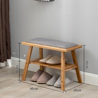 鞋架简易客厅家用多功能口组装北欧楠竹换鞋凳子后收纳小鞋柜