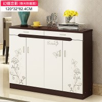 简易鞋柜仿烤漆玄关简约现代鞋柜隔断厅柜创意进大鞋柜双斗黑框幻蝶恋影140cm组装